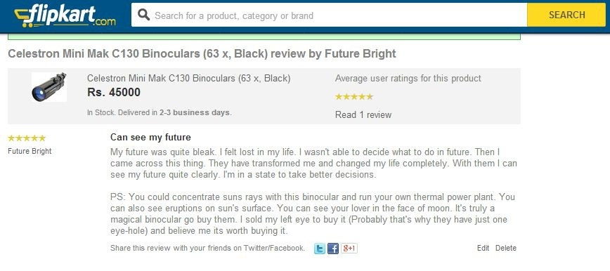 Funny Online Shopping Reviews for Binoculars