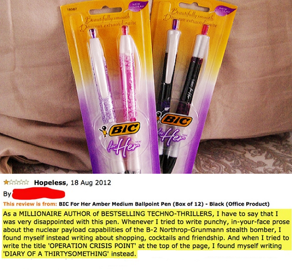 Funny Amazon Review - Bic Pens for Her