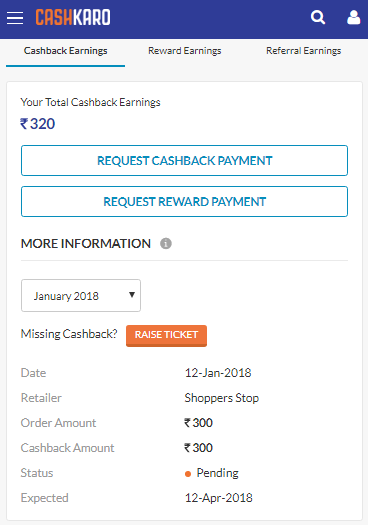 shoppers stop cashback