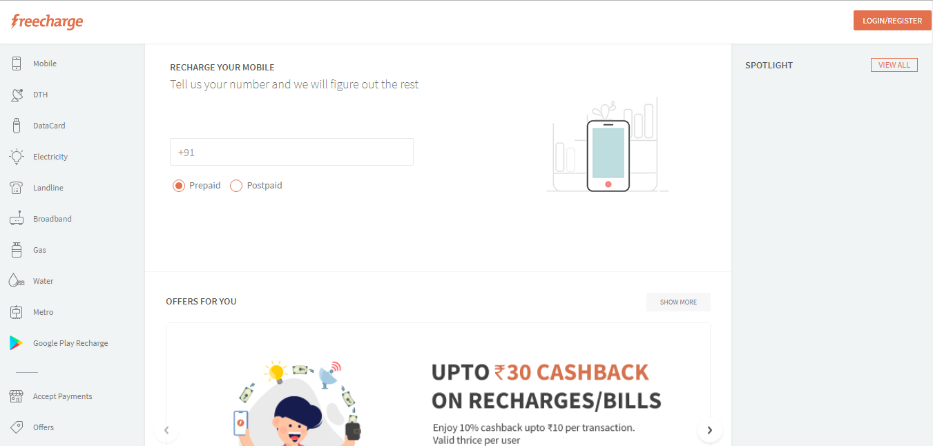 TATA Docomo Fixed Line Bill on Freecharge