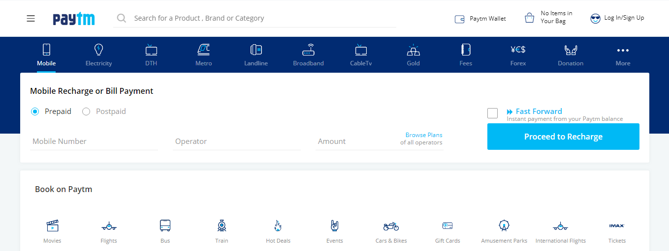TATA Docomo Fixed Line Bill on Paytm
