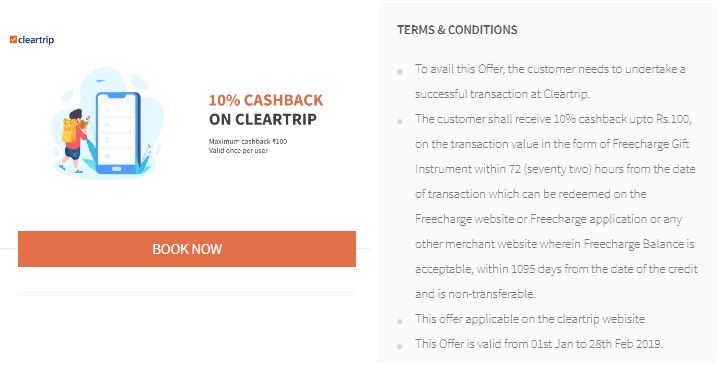 Freecharge Cleartrip Offer