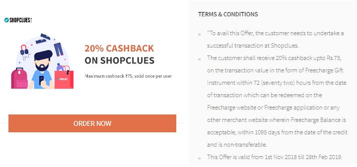 Freecharge Shopclues Offer