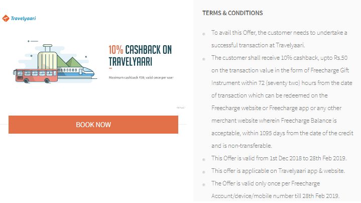 Freecharge Travelyaari Offer