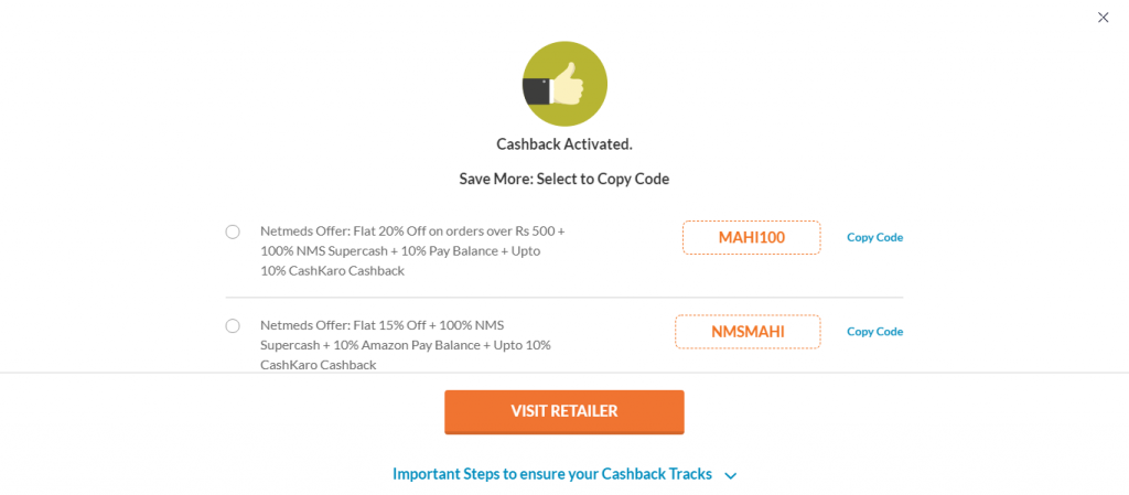 Select The ‘Visit Retailer’ Button