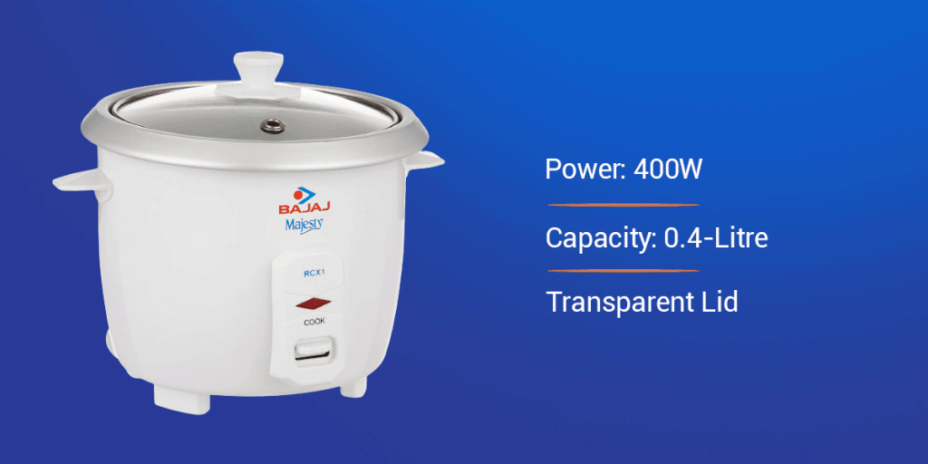 Bajaj Majesty RCX 1 Mini 0.4-Litre Electric Rice Cooker