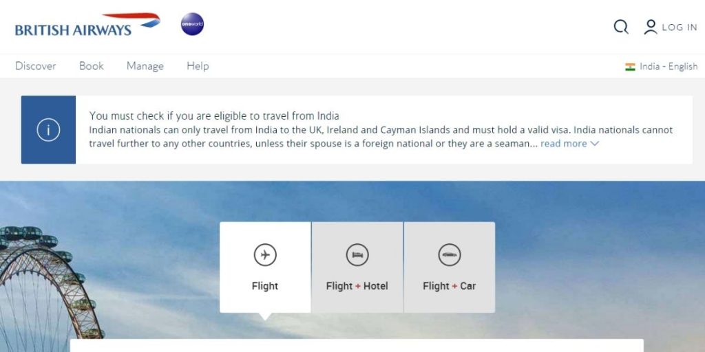 British Airways Website