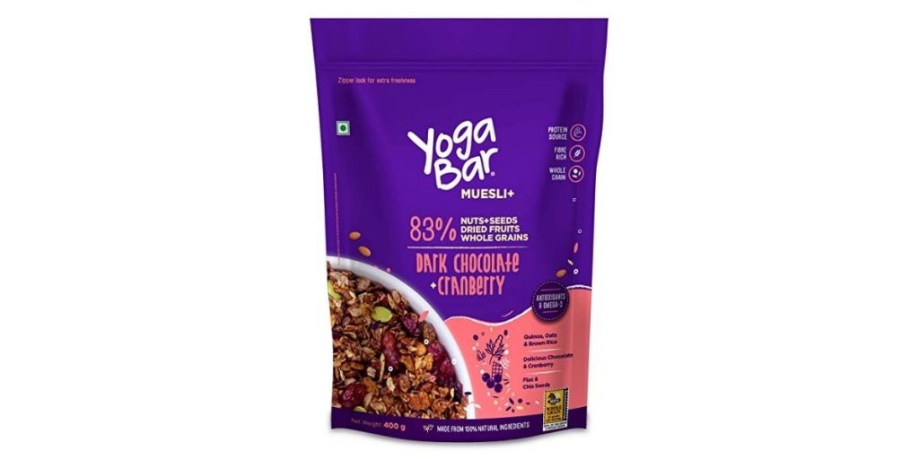 Yogabar Dark Chocolate & Cranberry Muesli 700g - India's 1st and Tastiest  Chocolate Muesli - Breakfast Cereal with