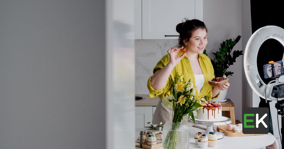 Girl recording an cooking video