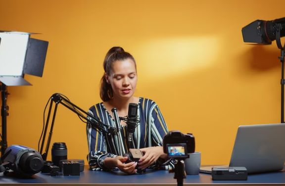 A woman creating content for social media