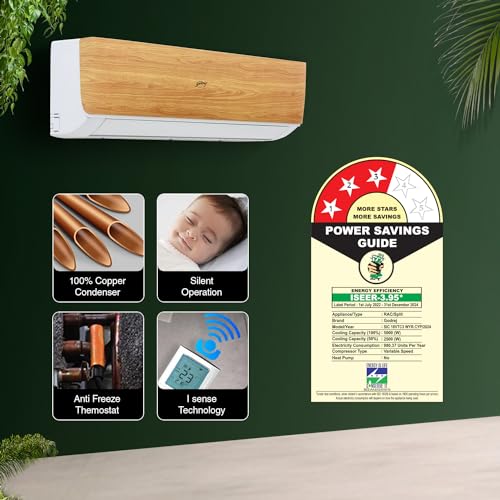Godrej 1.5 Ton 3 Star, 5 In 1 Convertible Cooling, Wood Finish, Inverter Split AC