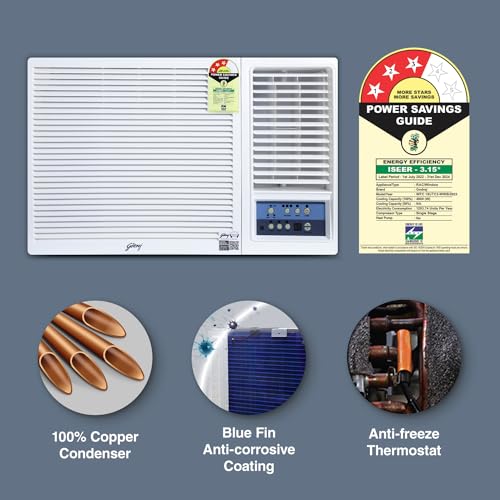 Godrej 1.5 Ton 3 Star Turbo Mode Window AC, Copper, 2024 Model