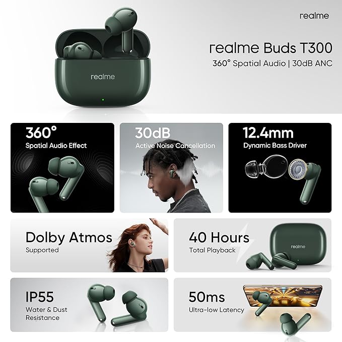 realme Buds T300 Truly Wireless in-Ear Earbuds with 30dB ANC