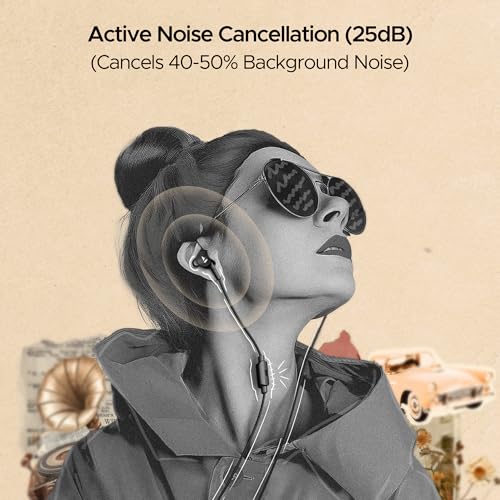 boAt BassHeads 122 ANC Wired in-Ear Earphones with 25dB Active Noise Cancellation