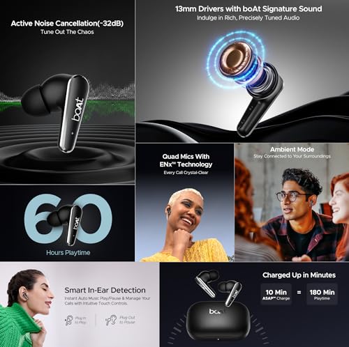 boAt Newly Launched Airdopes 280 ANC TWS in-Ear Earbuds with 32dB ANC