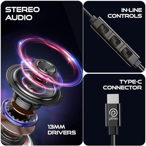 pTron Boom Play X2 in-Ear Type C Wired Headphones