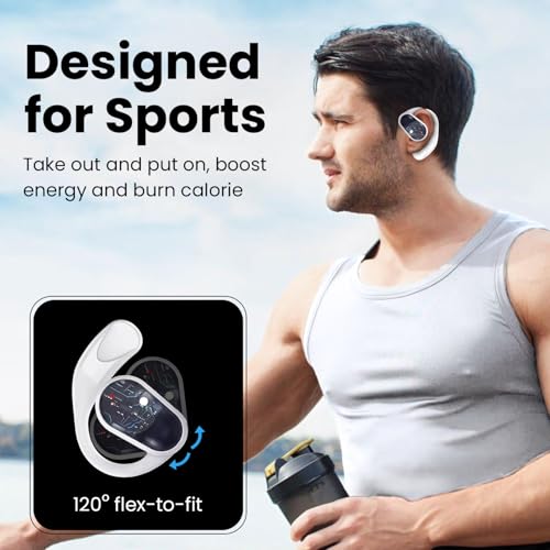 HY Flexfit Open Ear Headphones, 120° Rotation Angle Adjustment Wireless Earbuds