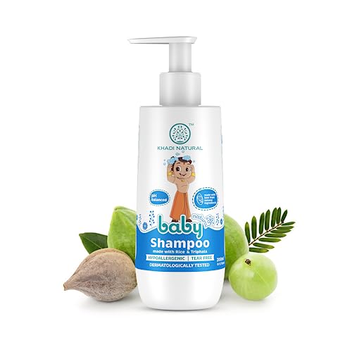 Khadi Natural baby Shampoo With Rice & Triphala, Hypoallergenic & Tear Free, 0-5 years, pH Balanced, Gentle Shampoo for Babies