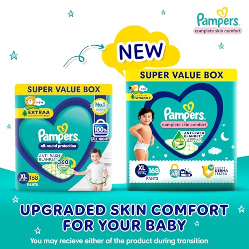 Pampers All Round Protection Pant Style Baby Diapers, X-Large (XL), 168 Count