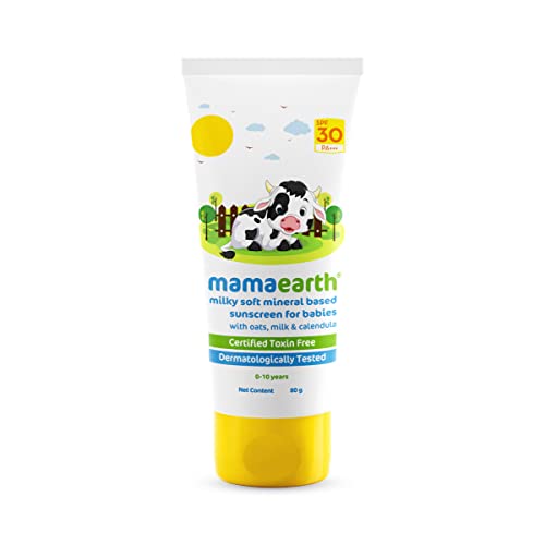 Mamaearth Milky Soft Mineral Based Sunscreen SPF 30 & PA+++ with Oats, Milk and Calendula for Babies