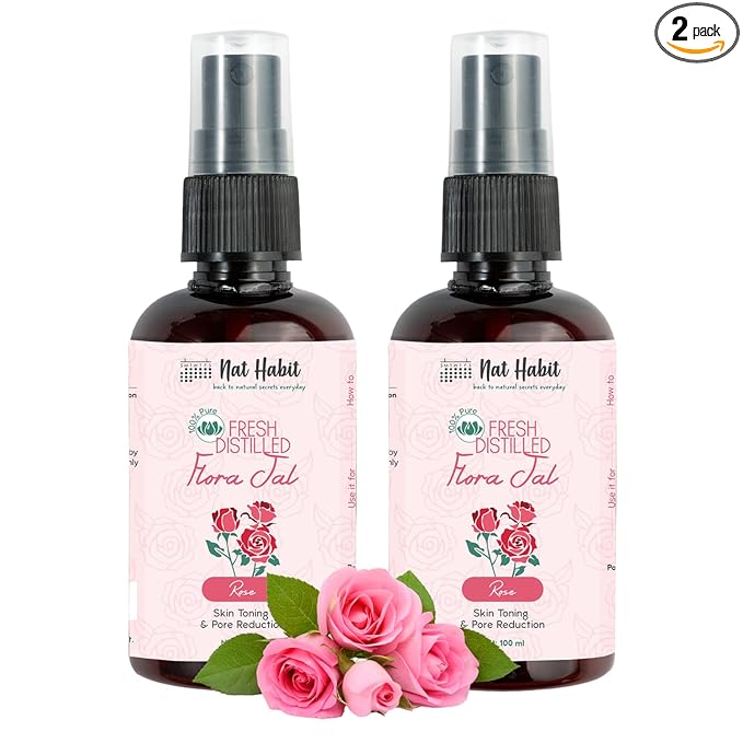 Nat Habit 100% Pure Rose Water, Pack of 2