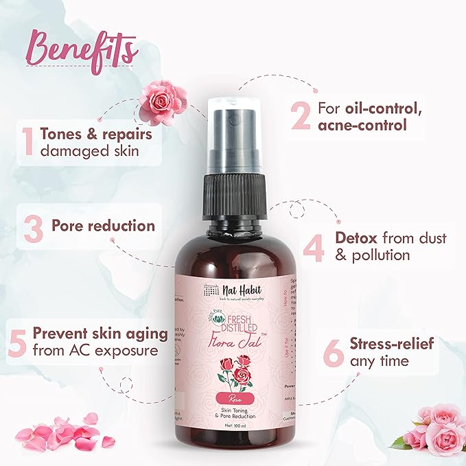 Nat Habit 100% Pure Rose Water, Pack of 2