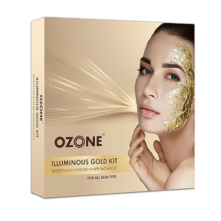 Ozone Illuminous Gold Facial Kit With 6 Easy Step Organic Facial Kit For Natural Golden Glow