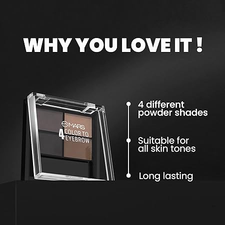 MARS 4 in 1 Eyebrow Powder Cake with Angled Eyebrow Brush and Spoolie