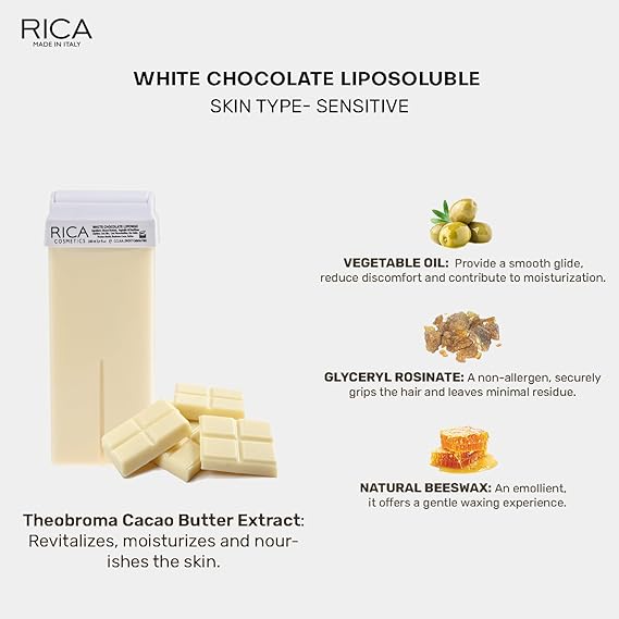 Rica White Chocolate Liposoluble Soft Wax Refill Roll-on Cartridge