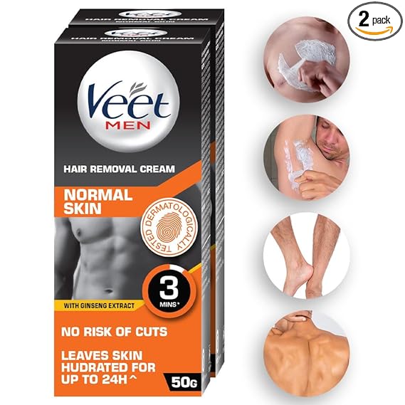 Veet Hair Removal Cream for Men, Normal Skin (Pack of 2)