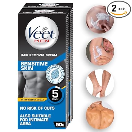 Veet Hair Removal Cream for Men, Sensitive Skin (Pack of 2)