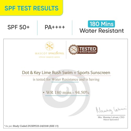 Dot & Key Lime Rush Swim + Sports Sunscreen SPF 50 PA++++, Water Resistant & Sweat Resistant Sunscreen, UV/UVA Protect