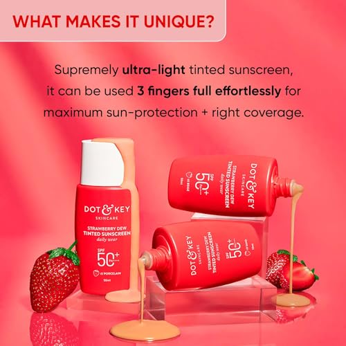 Dot & Key Strawberry Dew Tinted Sunscreen SPF 50+ Pa++++ - 01 Porcelain, Protection Against UA/UB