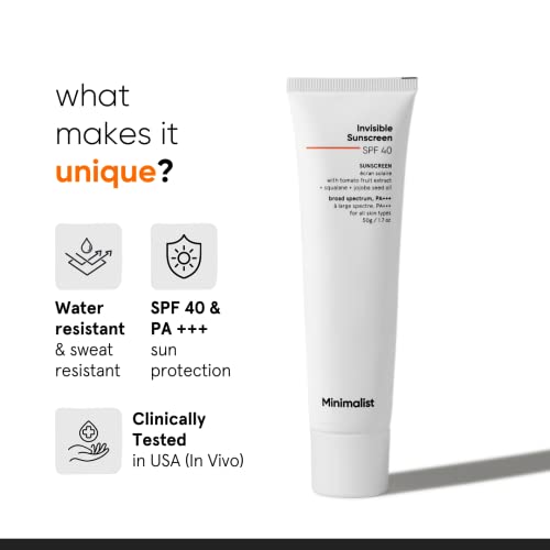 Minimalist Invisible Sunscreen for Oily Skin, SPF 40 PA+++