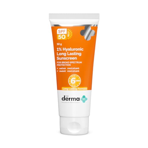 The Derma Co 1% Hyaluronic Long Lasting Sunscreen Spf 50 Pa++++ With Hyaluronic Acid & Vitamin E For Broad Spectrum Protection