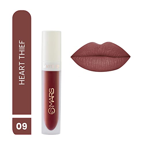 MARS Matte Liquid Lip Color Non-Transfer & Waterproof Lipstick for Women, 09-Heart Thief