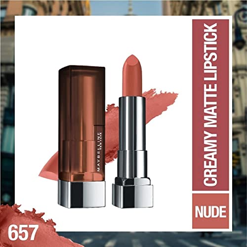 Maybelline New York Matte Lipstick, Keeps Lips Moisturised, 657 Nude Nuance