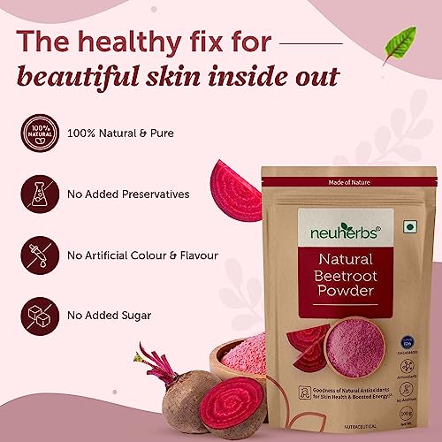 Neuherbs Natural Beetroot Powder For Face, Skin & Hair 100% Pure & High Natural Antioxidants Boost Energy