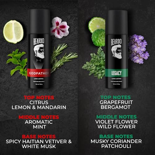 Beardo Perfume Deo Spray - LEGACY & GODFATHER Deodorant for Men, Pack of 2