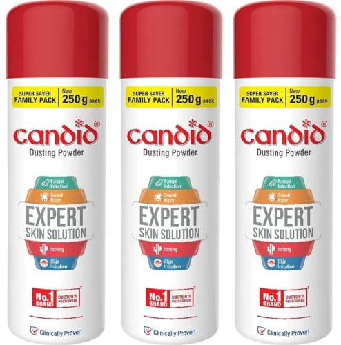 Candid Dusting Powder Expert Skin Solution Prevents Sweat Rash, Itching, Fungal Infection & Skin Irritation, Pack of 3