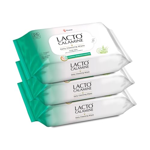 Lacto Calamine Daily Cleansing Facial Wipes, Pack of 3