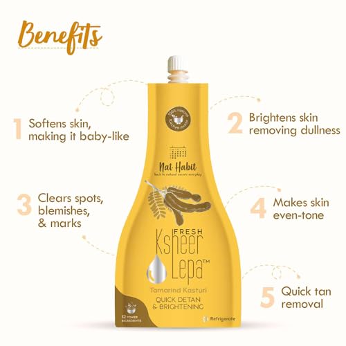 Nat Habit Fresh Tamarind Kasturi Ksheer Lepa Face Mask For Quick Detan & Brightening, Cleans Spots & Marks