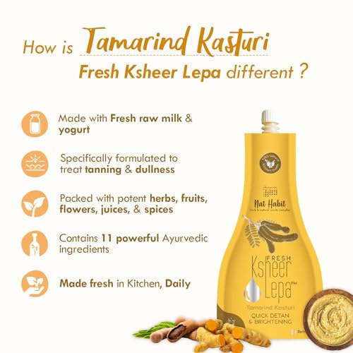 Nat Habit Fresh Tamarind Kasturi Ksheer Lepa Face Mask For Quick Detan & Brightening, Cleans Spots & Marks