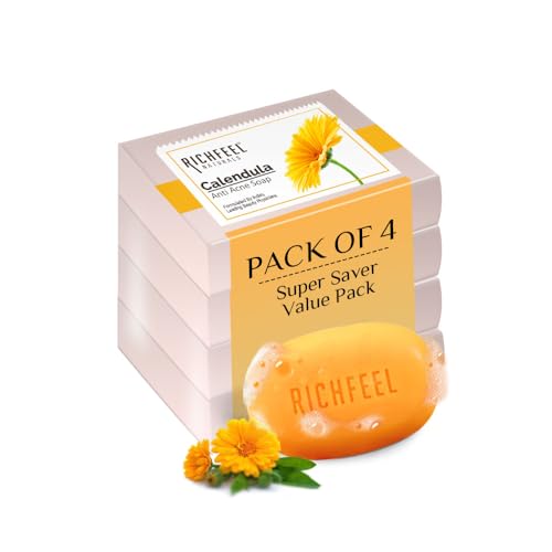 Richfeel Calendula Anti-Acne Soap For Skin prone to Acne & Blemishes, Pack of 4