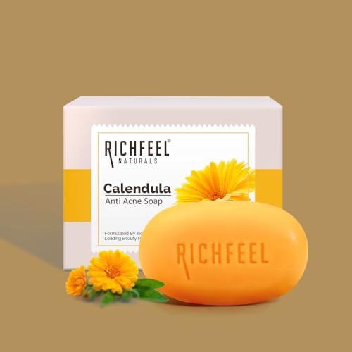 Richfeel Calendula Anti-Acne Soap For Skin prone to Acne & Blemishes, Pack of 4