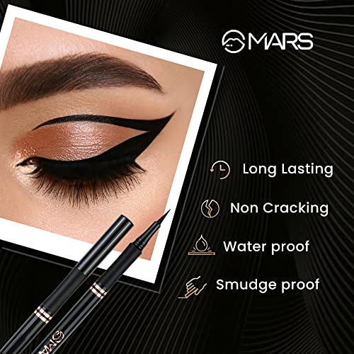 MARS Smudge Proof Liquid Pen Eyeliner with Ultra Fine Tip, Jet Black