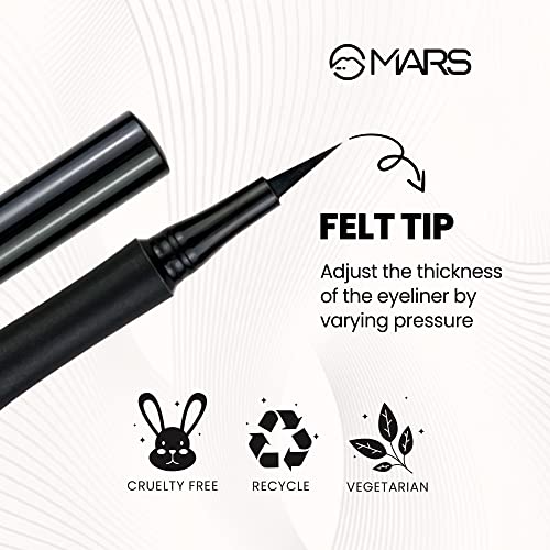 MARS Smudge Proof Liquid Pen Eyeliner with Ultra Fine Tip, Jet Black