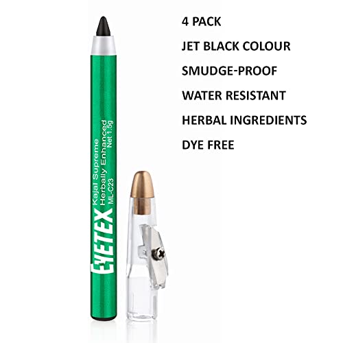 Eyetex Kajal Supreme Herbally Enhanced, Deep Black Matte Finish, Jet Black