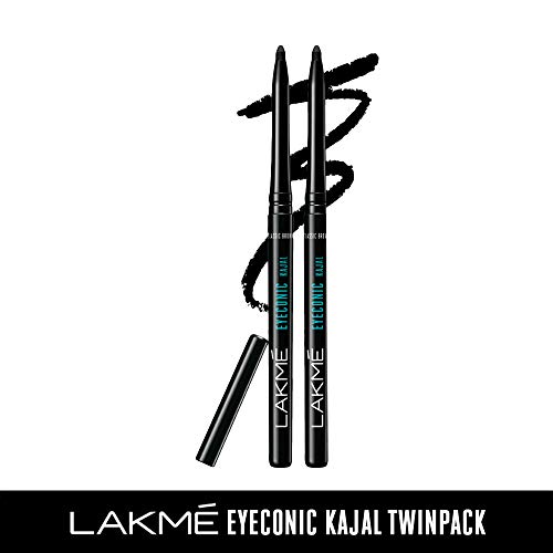 Lakme Eyeconic Kajal Twin Pack, Black Matte Finish