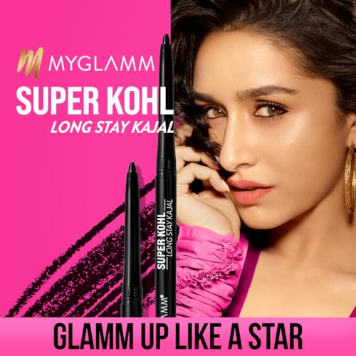 MyGlamm Super Kohl Long Stay Kajal Matte Finish, Black